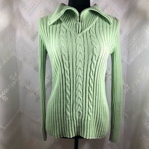 Liz & Co green sweater w/zippered neck size med